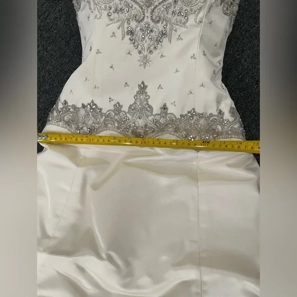 Platinum Priscilla of Boston Elegant Ivory Crystal Embellished Wedding Dress - Picture 13 of 15